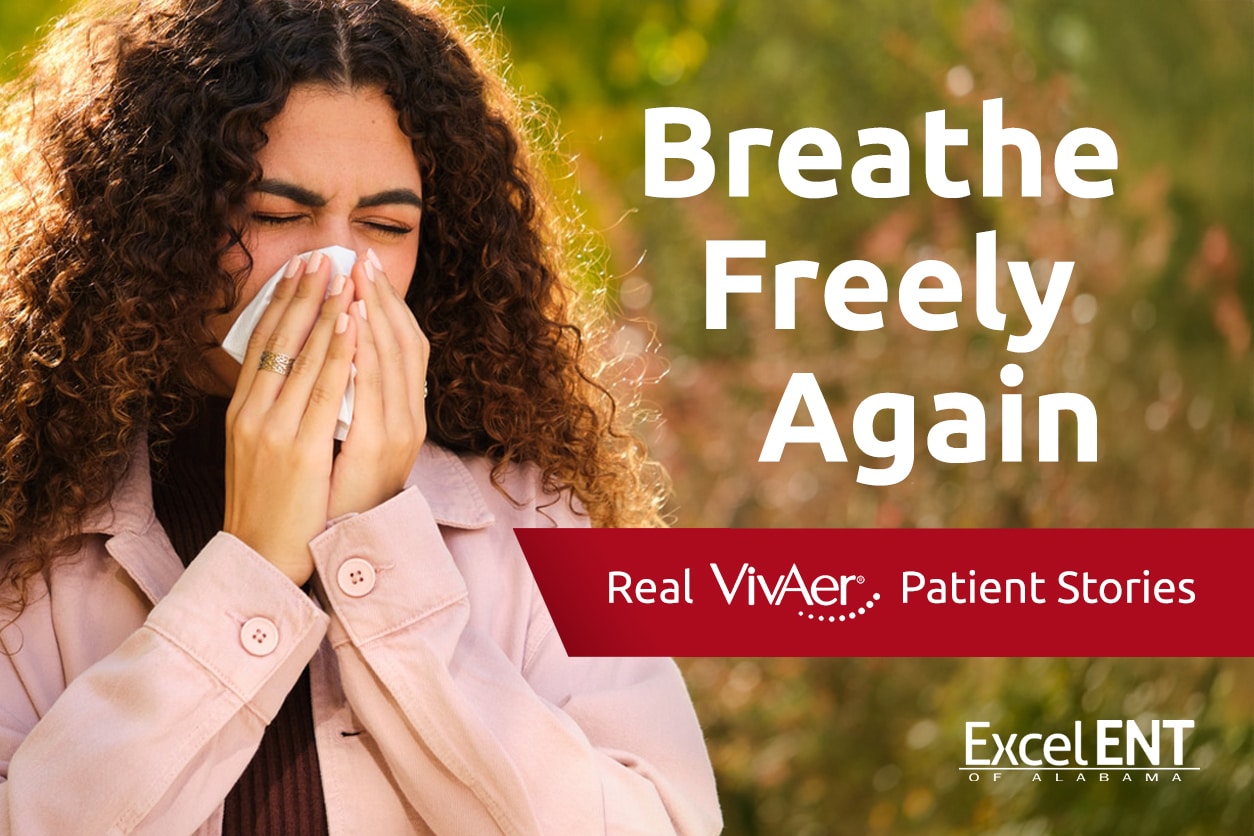 A woman struggling with nasal airway obstruction (NAO) blows her nose.